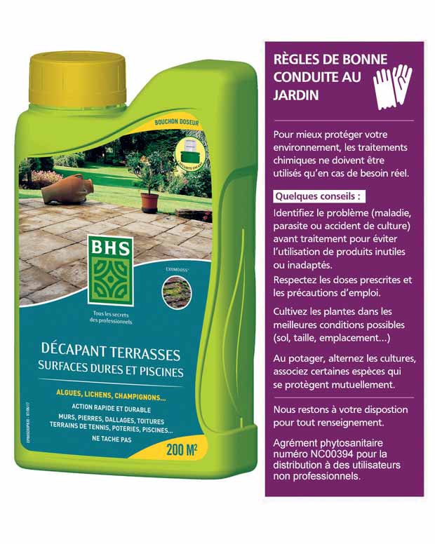 Décapant terrasse, surfaces dures et piscines liquide BHS - 1